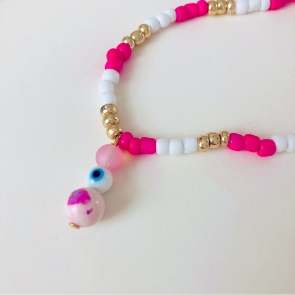 Handmade Glass Bead Necklace with Handmade Charm Pendant | L9 - Picture 2 of 5